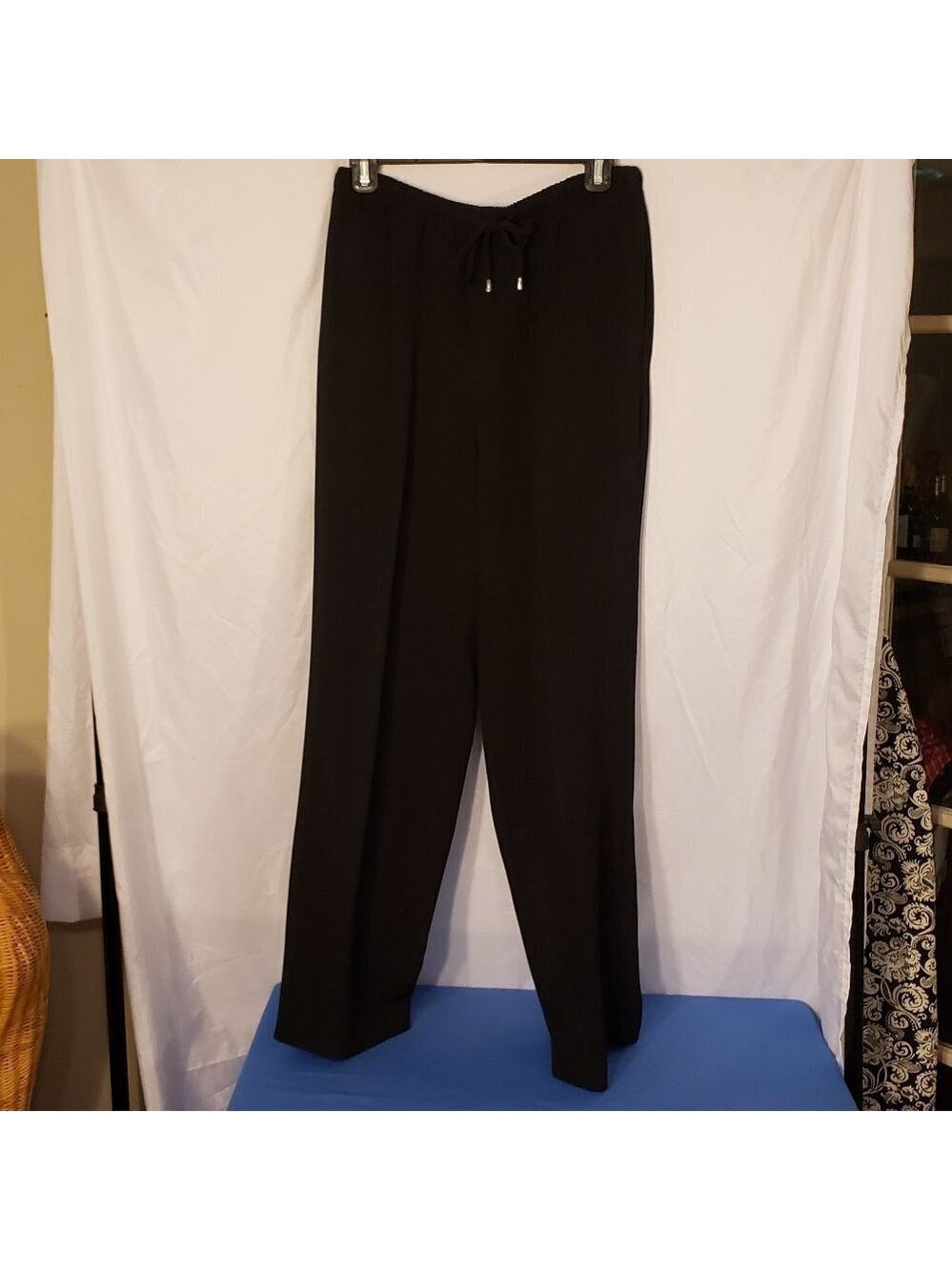 Ladies ALLISON DALEY Elastic Waist Pants w/Drawstring in Black - 8